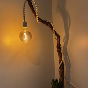 Lampe à cordon en macramé long, lampe suspendue en macramé, lampe en coton minimaliste, lampe portable