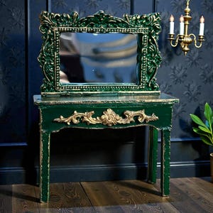green emerald velvet dress Hattie Storage Dressing Table Console main image 1