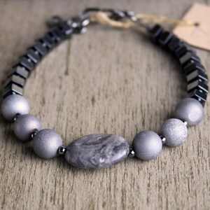 Men&#39;s hematite, jasper, and agate bracelet