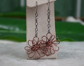 copper daisy earrings