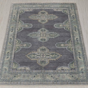 7x10 10x14 Grey And Green knots Turkish Oushak Rug luxury modern for living room area Rug for bedroom Oushak Entryway Area Rug made to order