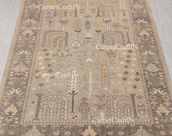 8x10 Knotted Neutral Sage-Beige Turkish Rug luxury modern for living room area Rug for bedroom Oushak Entryway Rug made to order Custom Rug