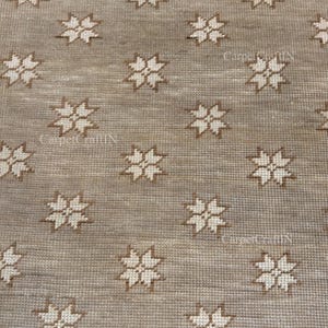 Oushak Style Hand Knotted Wool Rug, Beige & Ivory Star Pattern, Neutral Area Rug, Organic Modern Home Decor 5x7, 6x9, 8x10, 9x12 Custom Size