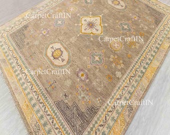 8x10 Neutral Beige with Pastel Turkish Rug luxury modern for living room area Rug for bedroom Oushak Entryway Rug made to order Custom Rug