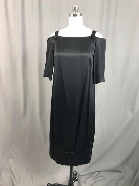 1980s vestido negro abierto hombro globo vestido de cóctel | Etsy México