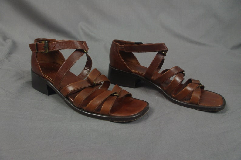 80s Nickles Strappy Sandals Brown Leather Sandals Gladiator | Etsy