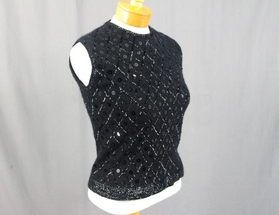 50s Rockabilly Black Wool Sweater 50s Knit Shell 1