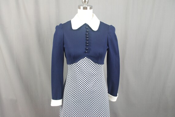 blue and white gingham school dress