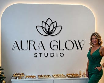 Business Logo Zeichen, Empfang Logo Zeichen, Schönheitssalon Zeichen, Laser geschnitten Logo Zeichen, 3D Business Zeichen, Business Schild, ästhetischer Salon Zeichen