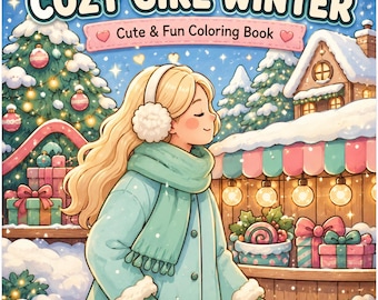 Cozy Girl Winter Coloring Book: 15 Printable Pages (PDF Download) + BONUS