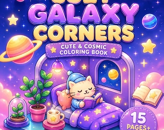 Libro para colorear Galaxia Acogedora: 10 páginas imprimibles (Descarga en PDF)