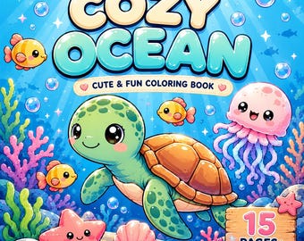 Libro para colorear "Acogedor océano": 15 páginas imprimibles (descarga en PDF) + BONIFICACIÓN