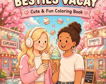 Besties Vacay Coloring Book: 10 Printable Pages (PDF Download)