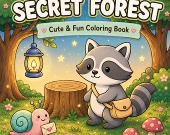 Libro da colorare della foresta segreta: 15 pagine stampabili (download PDF) + BONUS