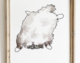 Gepersonaliseerd kattenportret, moderne huisdierkunst, digitaal afdrukbaar kattenportret, huisdierportret