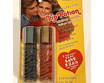 Vintage Max Factor Lip Potion Kissing Gloss Strawberry Mint Smooch NEW 1970s