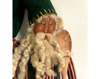 Vintage Santa Elf Chef Christmas Figurine Doll 26" Primitive Country Decor