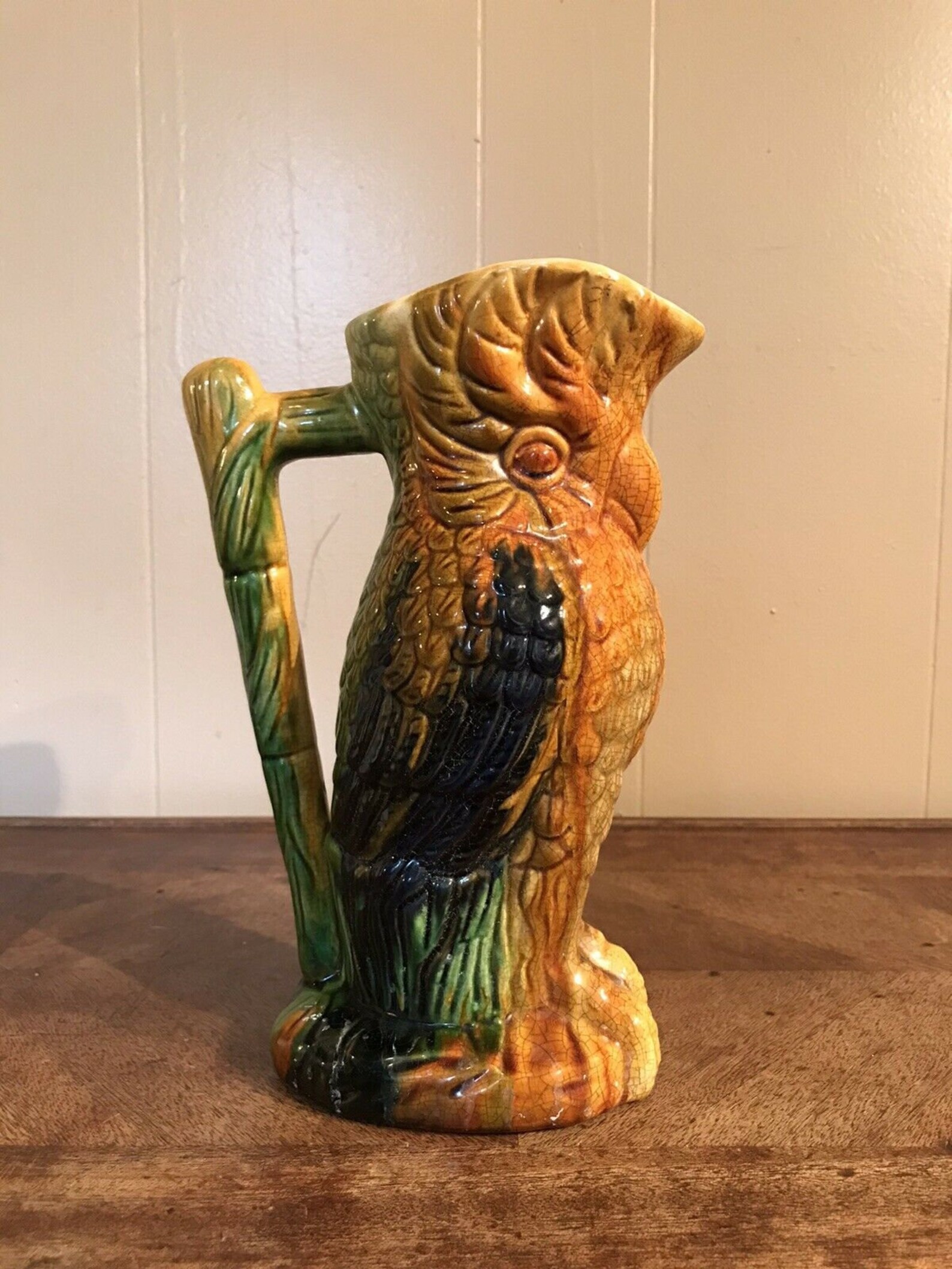 Vintage Ceramic Parrot Vase Carafe Pitcher Parrothead Tiki Etsy