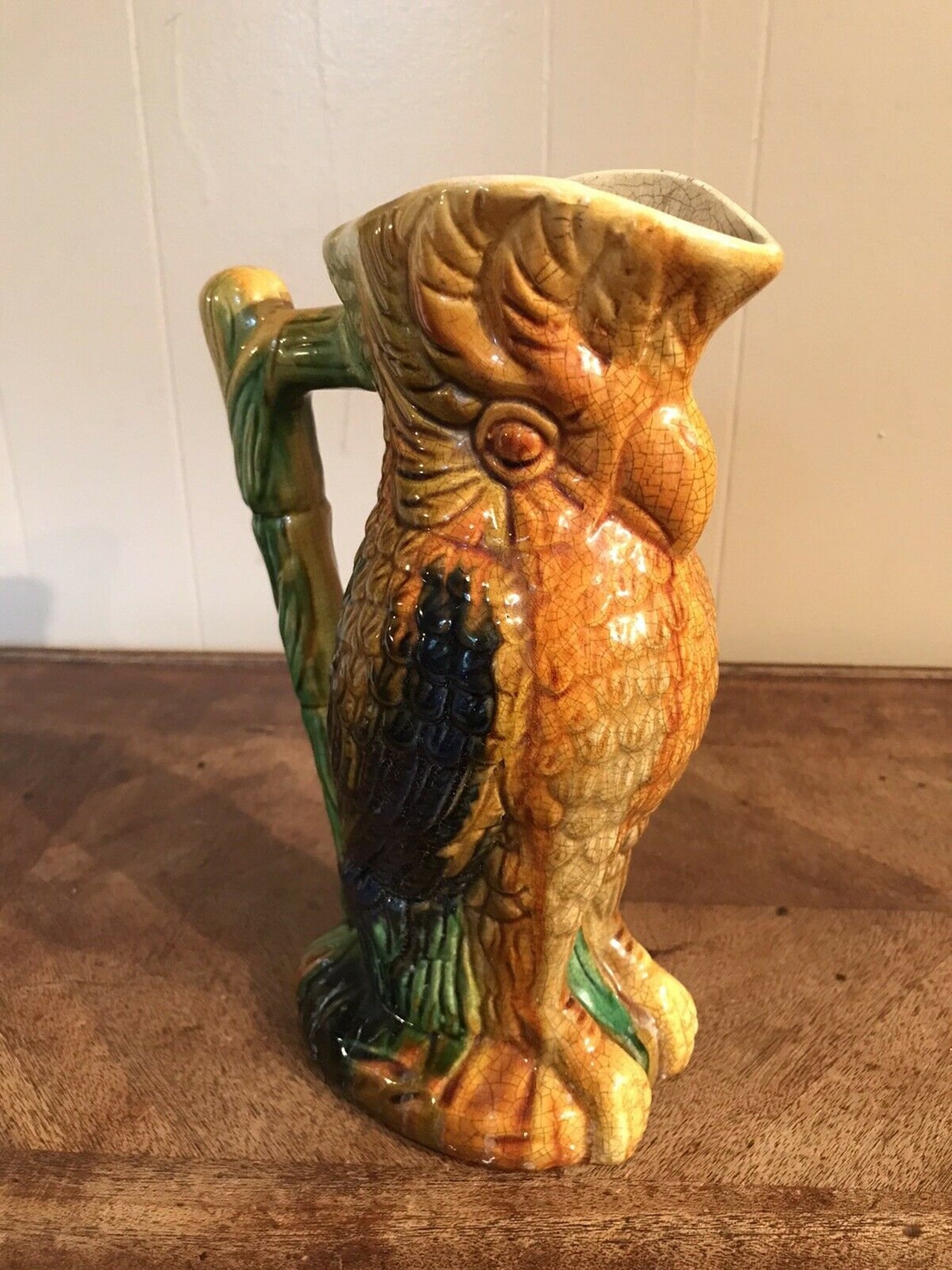 Vintage Ceramic Parrot Vase Carafe Pitcher Parrothead Tiki Etsy