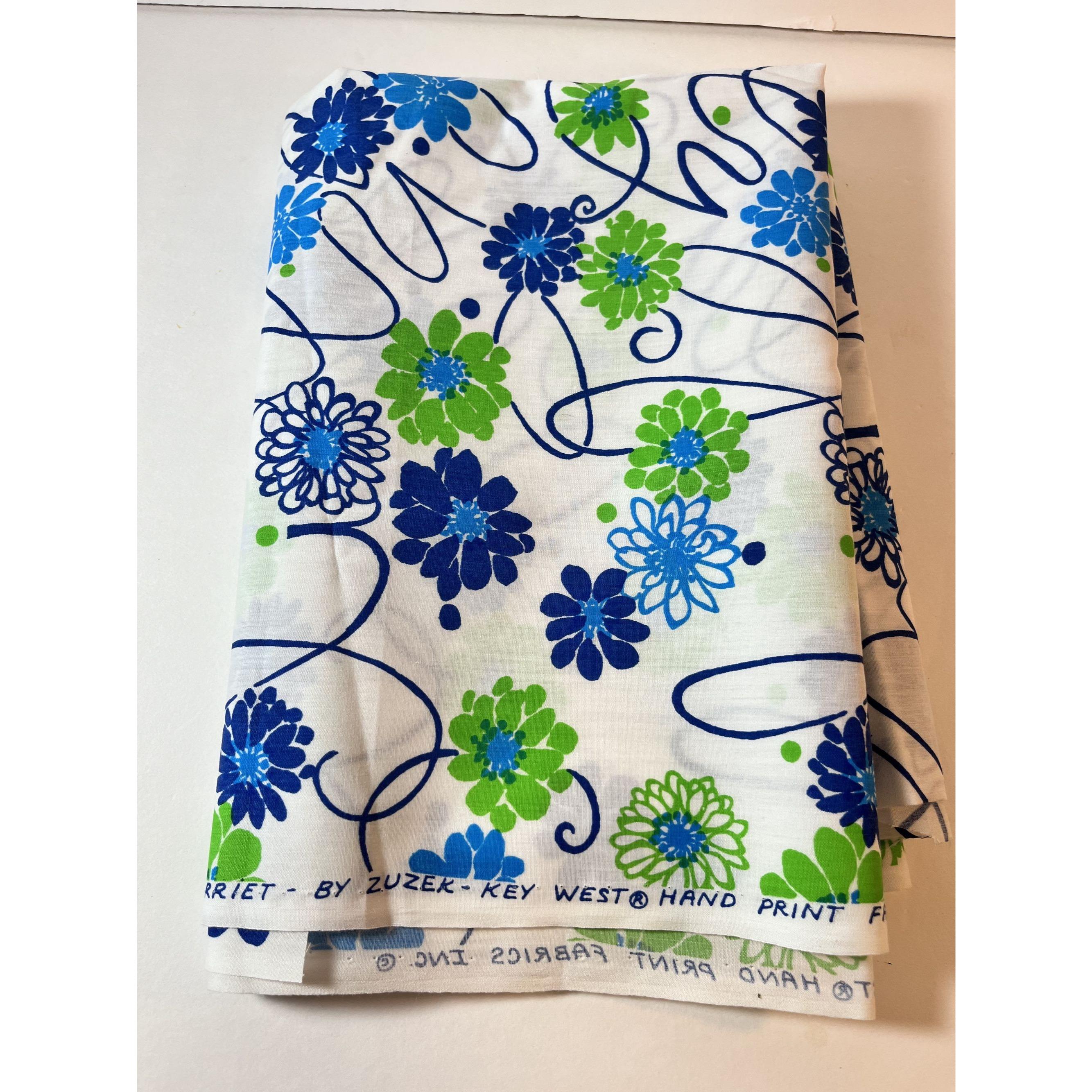 Vintage Suzie Zuzek Key West Hand Print Fabric Harriet 1 yard Long x 46" Wide