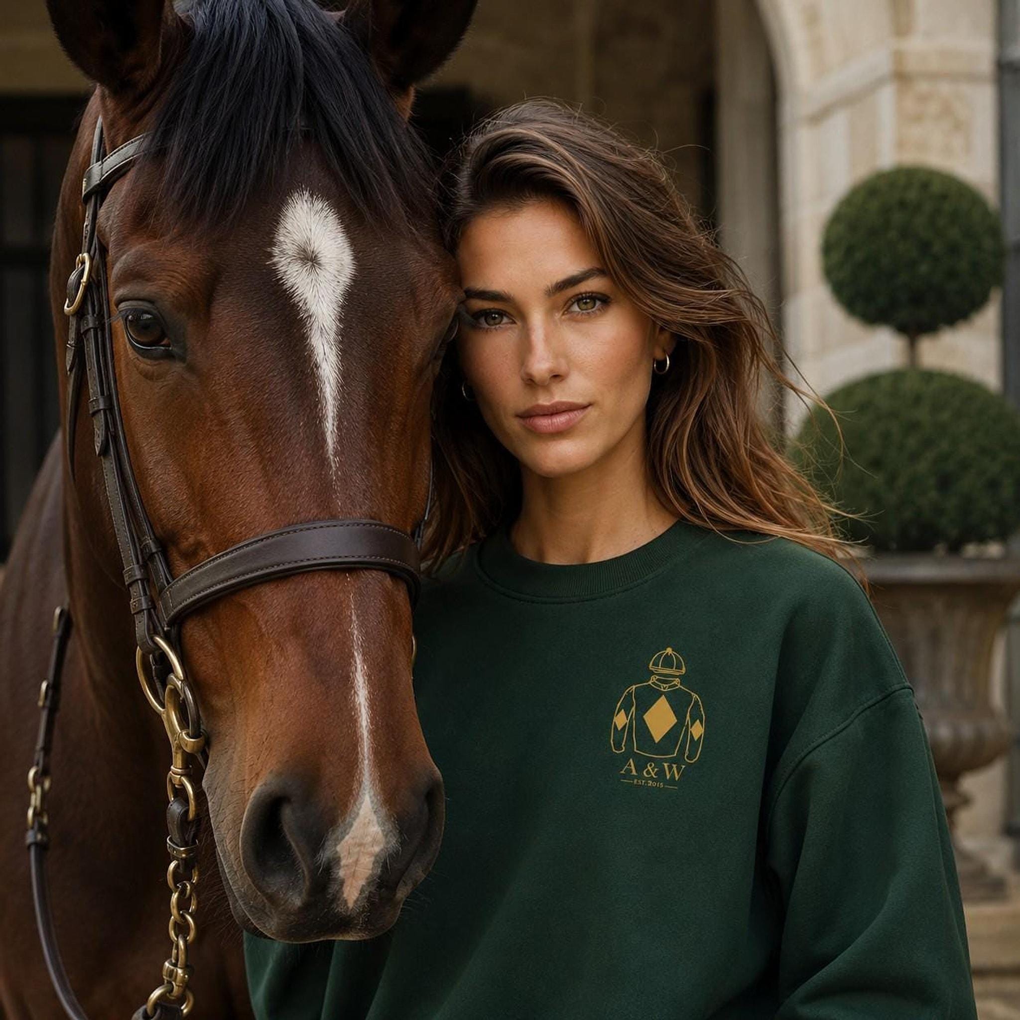 Jockey Silks Jumper Unisex Cotton Sweatshirt in Racing Green, Navy or Burgundy