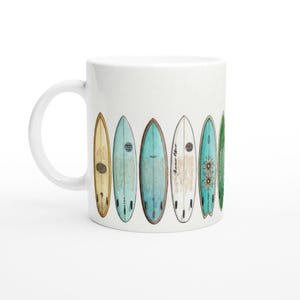 Surfboard Design Ceramic Mug - Beach Vibes Coffee Cup