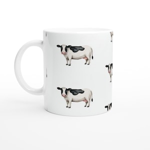 Unique Cow Design on Ceramic Mug for Farmhouse Decor