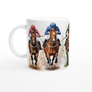 Unique Horse Racing Ceramic Mug - Gift for Horse Lovers