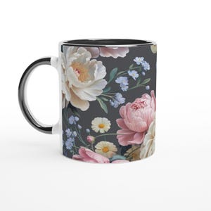 Peony Floral Ceramic Mug - Unique Flower Design