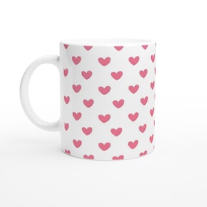 Whimsical Pink Hearts Coffee Mug - Unique Ceramic Cup