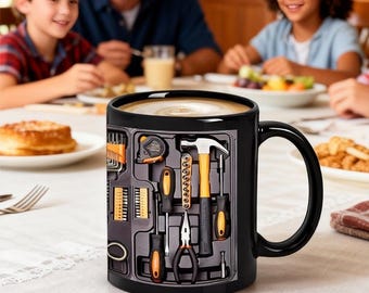 Toolbox Becher, DIY Werkzeuge Becher, Kaffeebecher für Handyman, lustiges Geschenk für Papa, Werkzeugbecher für Männer, kreative Kaffeebecher für Ihn