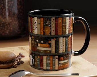 Bookish Coffee Mug for Book Lovers, Reading Coffee Cup, Cozy Book Mug, 11oz 15oz Bookshelf Mug, Hot Cocoa Mug, Cute Book Gift, Literary Mug