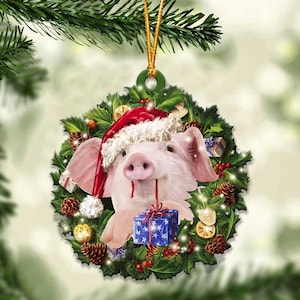 Niedliche Schwein Weihnachten Ornament, Bauernhof Tier Urlaub Dekoration, Schwein Liebhaber Geschenk, Lustige Bauernhaus Baum Dekor, Festliche Tier Ornament Andenken