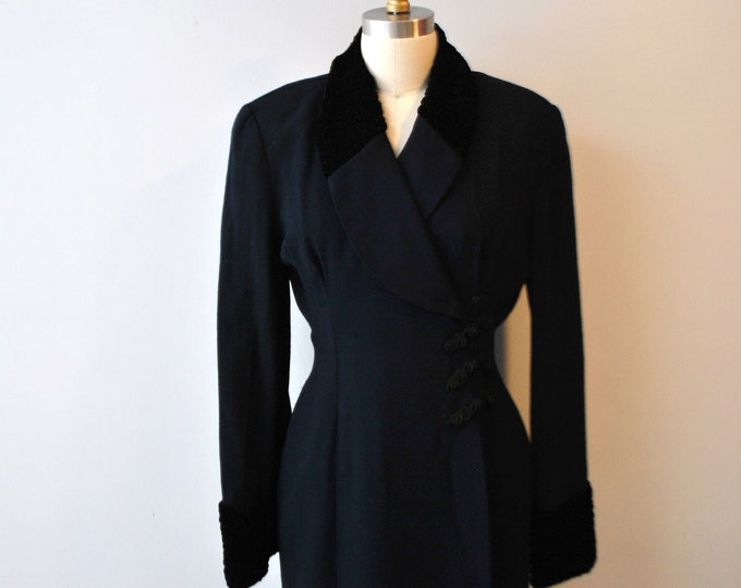 V I N T a G E Long Coat DRESS Navy Blue and Black Size 6 by Etsy