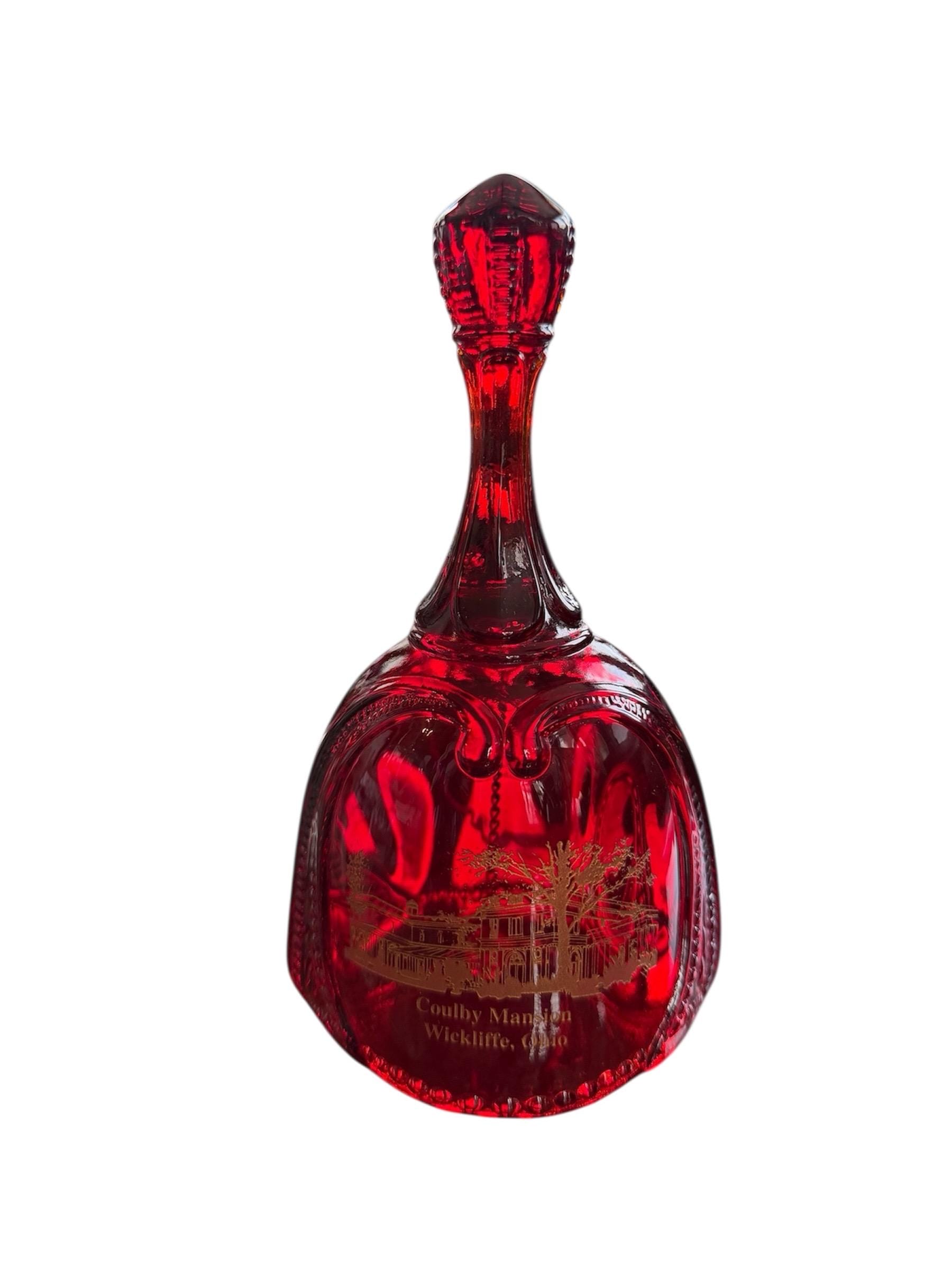 Fenton Ruby Red Amberina Glass Bell - Coulby Mansion Wickliffe Ohio - UV Glow
