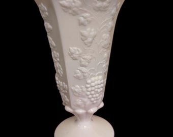 Vintage Westmoreland Paneled Grape Milk Glass Vase