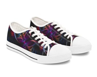 Abstrakte Neon wirbelt Frauen Low Top Sneakers | Psychedelisches Buntes Muster