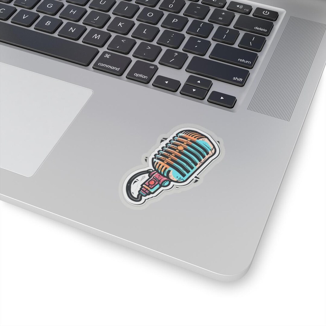 Retro Microphone Sticker, Vintage Mic Vinyl Decal, Music Lover Laptop ...