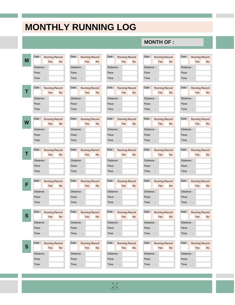 Monthly Running Log Printable | Running | Mileage Tracker - Etsy