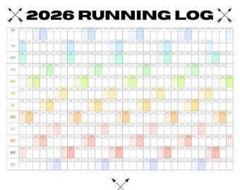 2026 Running Log Calendar | Printable Marathon Training Tracker (Digital Download)