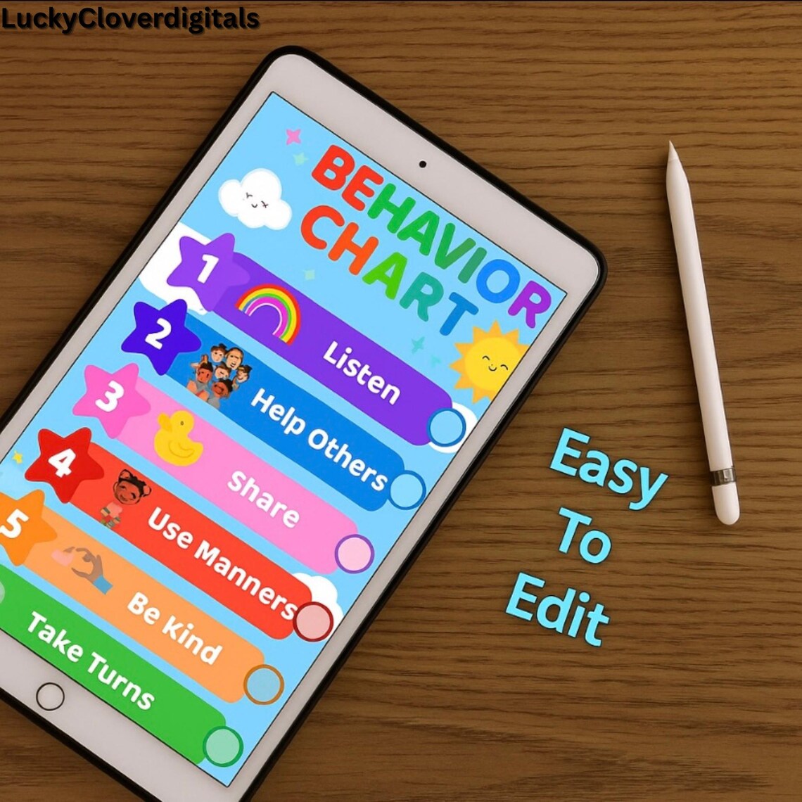 Editable Kids Behavior Chart: Printable Reward System (PDF Download - Etsy