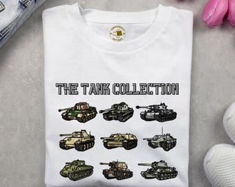The Tank Collection T-Shirt | Military Vehicle Art Tee, Armoured Tank Lineup Graphic Shirt, Gift For History Buffs And Tank Enthusiasts