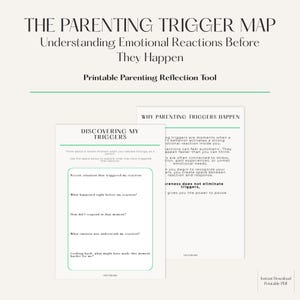 Carte parentale des déclencheurs imprimable | Identifier les déclencheurs émotionnels et les réactions | Feuille de travail sur la conscience de soi | Outil parental calme