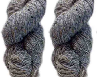 Hilo Aran Tweed de 200 g, gris claro, 2017, Irish Donegal Kilcarra, 100 % lana.