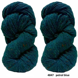 200g Aran Tweed Garn Donegal Kilcarra 100% Wolle (Petrol Blau 4847)