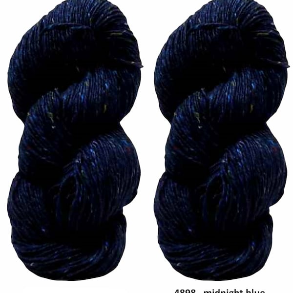 200 g de fil Aran Tweed irlandais Donegal Kilcarra 100 % laine (bleu nuit 4898)