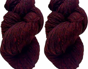 Hilo Aran Tweed de 200 g, color rojo vino 4644, lana irlandesa Donegal Kilcarra, 100 % lana.