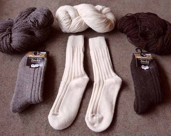 Calcetines irlandeses Jacob de Connemarra, 100% lana Aran natural, blanco, gris, marrón.