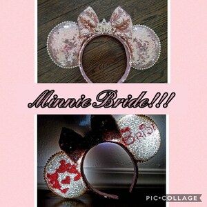Rose Gold Minnie Mouse Ears Headband Sequin Light Up Ears Mickey & Minnie Bride Disneyland Disney World Magic Kingdom Epcot Bridal Wedding