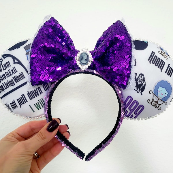Haunted Mansion Minnie Mouse Ears Headband, Disney Park Ears, Disney Parks Ears, Not So Scary Halloween Party, Foolish Mortal Mickey Ears